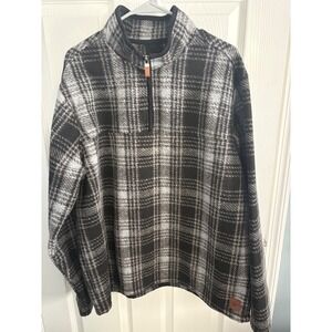 John Wayne Stock & Supply Mens Plaid Quarter‎ Zip Fleece Pullover Jacket XL